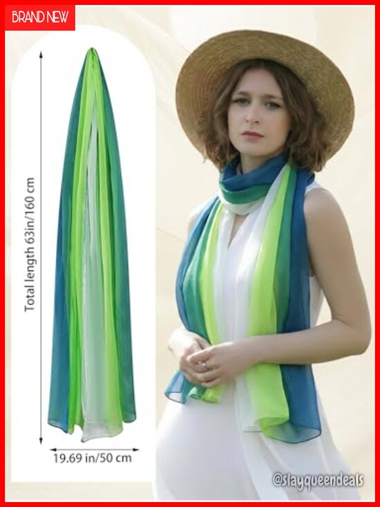 7521757?wid=1000&hei=1000&  6-Piece Lightweight Chiffon Scarf Set Floral Lotus Print Dressy Shawls
